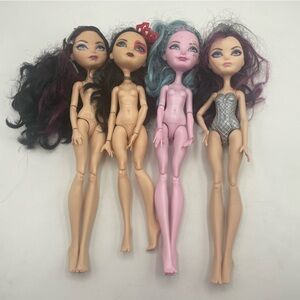 4 Ever After High Monster Dolls Lot Raven Farrah Good Fairy Lizzie AS IS FLAWED